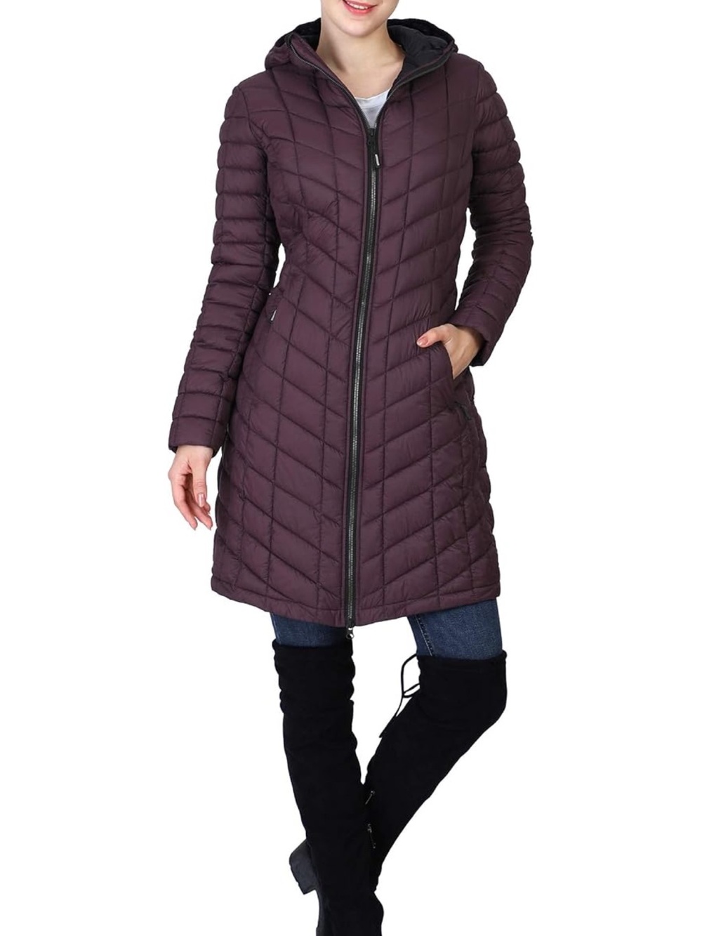 Outdoor Ventures Women's Hooded Long Puffer Coat Lightweight size Medium